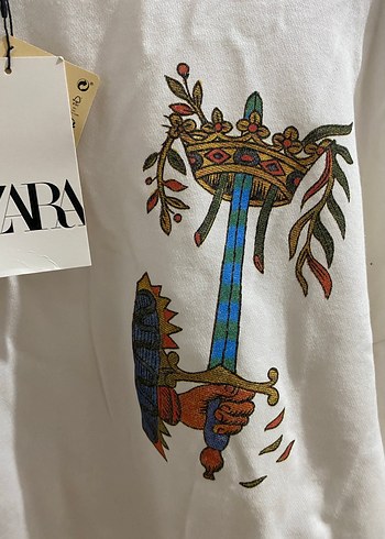 Beyaz Baskılı Zara Sweatshirt - Görsel 6