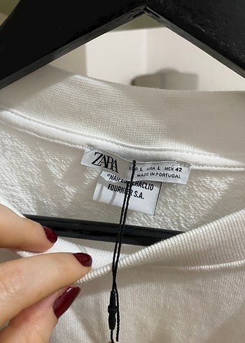 Beyaz Baskılı Zara Sweatshirt - Görsel 8