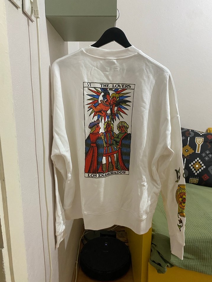 Beyaz Baskılı Zara Sweatshirt - Görsel 3