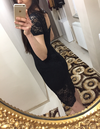 xs Beden Siyah dantelli elbise