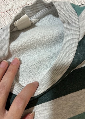 5 Yaş Beden Çizgili Gri Erkek Çocuk Triko Sweatshirt