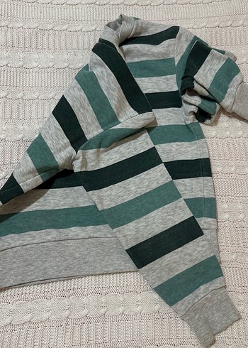 Çizgili Gri Erkek Çocuk Triko Sweatshirt