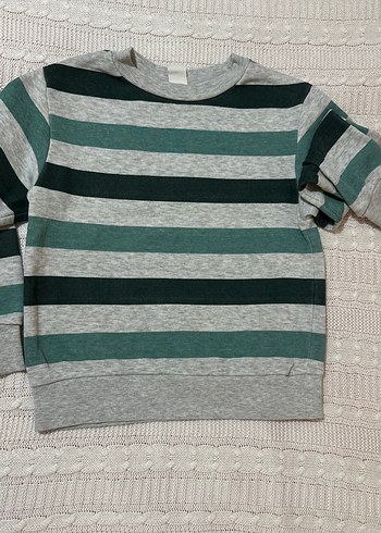 Çizgili Gri Erkek Çocuk Triko Sweatshirt