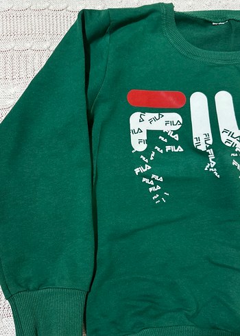 6 Yaş Beden Yeşil Baskılı Fila Erkek Sweatshirt