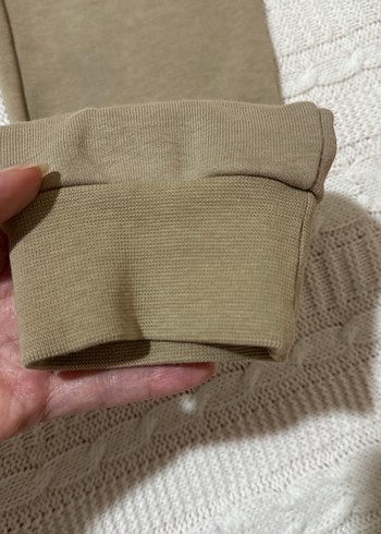 6 Yaş Beden Kız Çocuk Bej Dantel Detaylı Rahat Pantolon