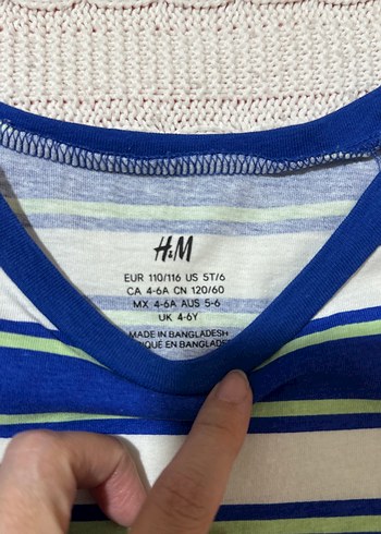 H&M Mavi Çizgili Erkek Çocuk Kısa Kollu Tişört