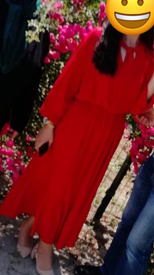 xl Beden Kırmızı uzun elbise