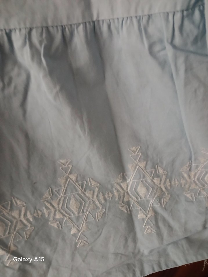 Mavi Keten Uzun Kollu  Tunik - Görsel 3