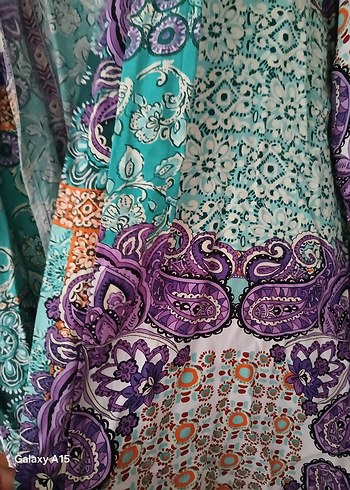 Bohem Tarz Uzun Çok Renkli Kimono takımı - Görsel 6