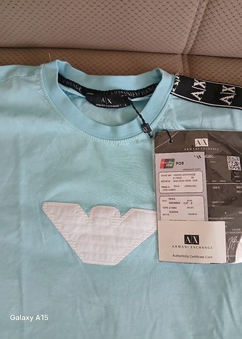 Armani Exchange Turkuaz Renkli Erkek Kısa Kollu Tişört