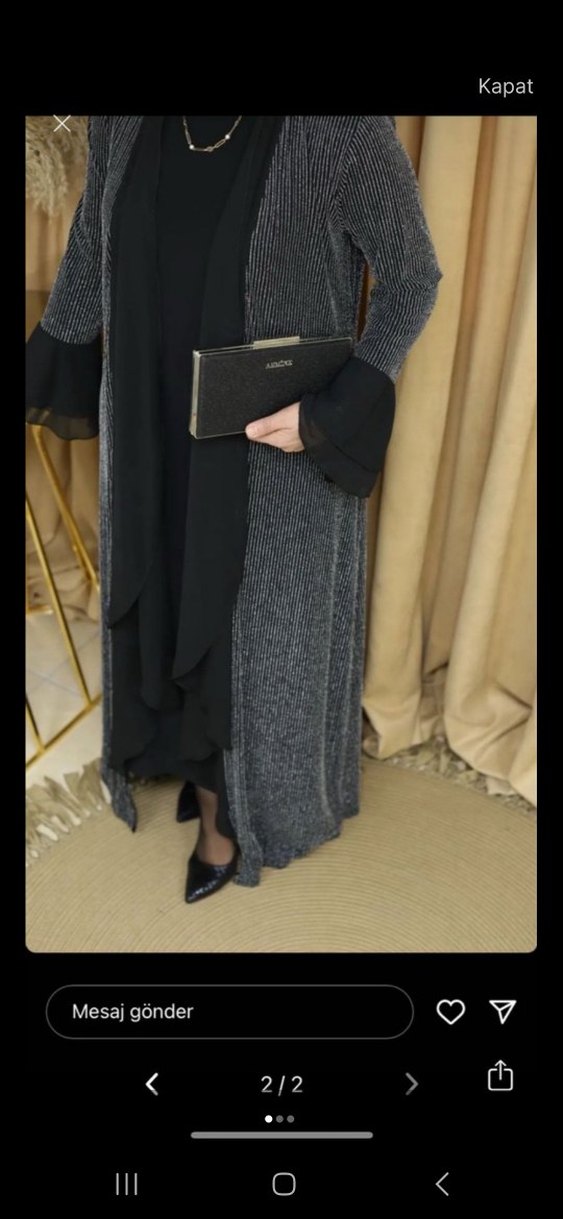 Siyah Uzun Kadın abaya - Görsel 2