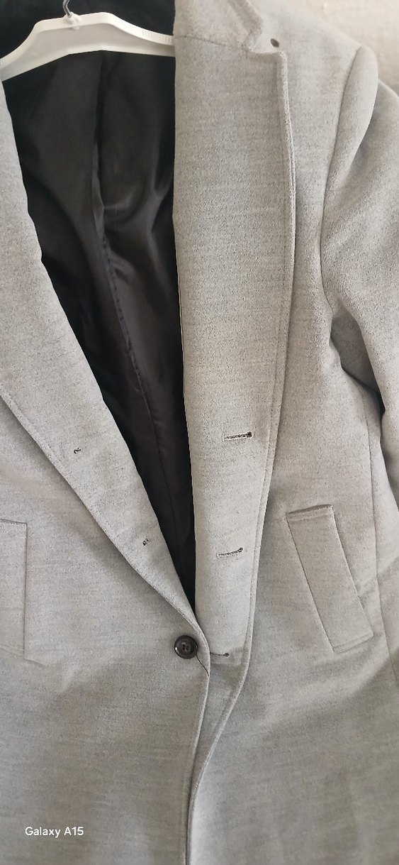 Gri Erkek Midi Uzunlukta Düğmeli Ceket - Görsel 2