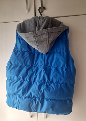 Erkek Çocuk Mavi Kapüşonlu Fermuarlı Yelek - Görsel 3