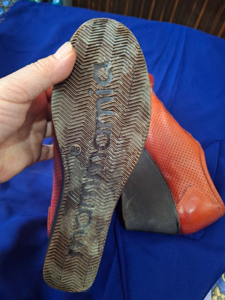 Parlak Kiremit renk kadın Bağcıklar - Görsel 5