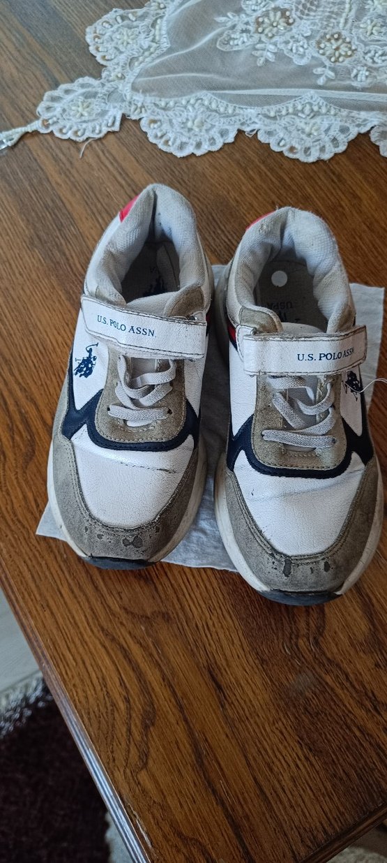 Erkek Çocuk Beyaz Gri Spor Ayakkabı us polo - Görsel 5