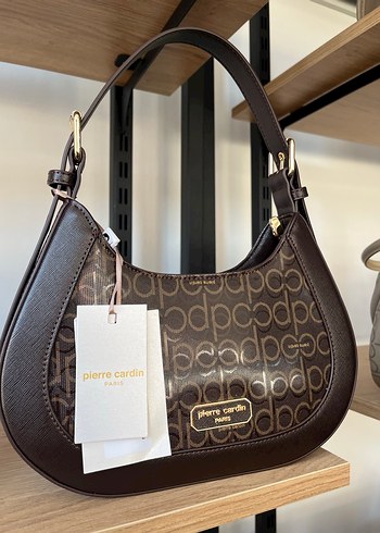 Pierre Cardin Siyah Deri Baskılı Tokalı Kadın Çanta