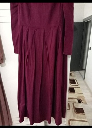 48 Beden bordo Renk Tesettür abiye elbise