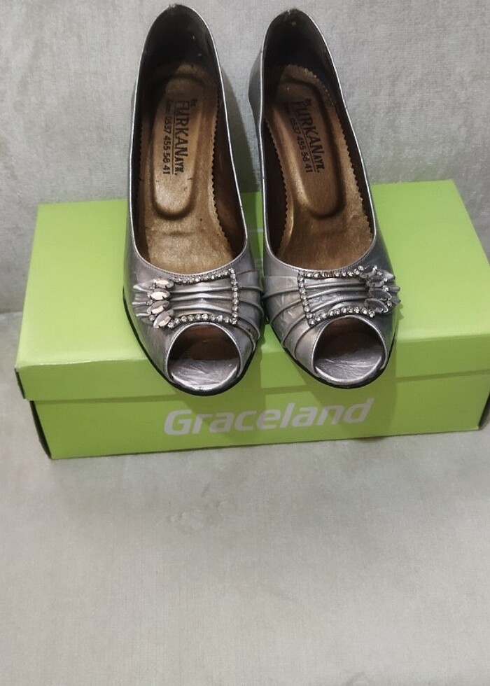 Gri renk 38 numara bayan klasik ayakkabı - Görsel 2