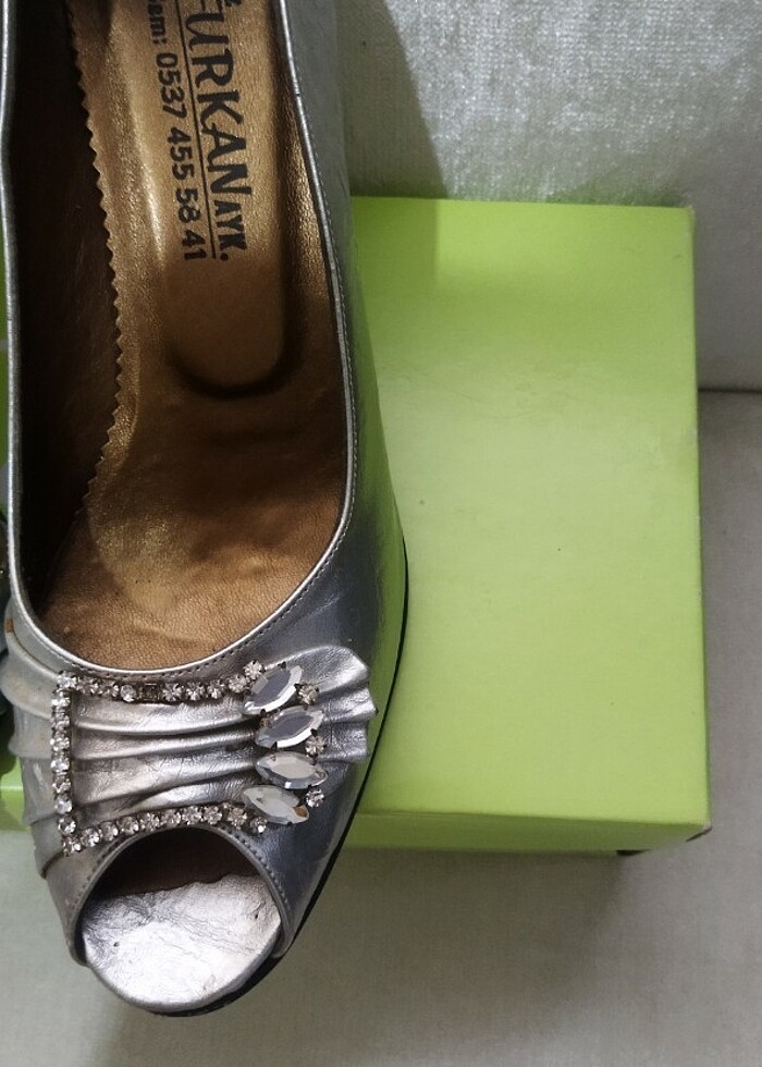 Gri renk 38 numara bayan klasik ayakkabı - Görsel 4