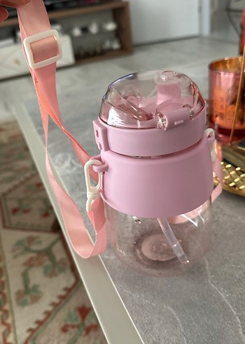 Pembe Çocuk Termos Şişesi Ayarlanabilir Askı - Görsel 2
