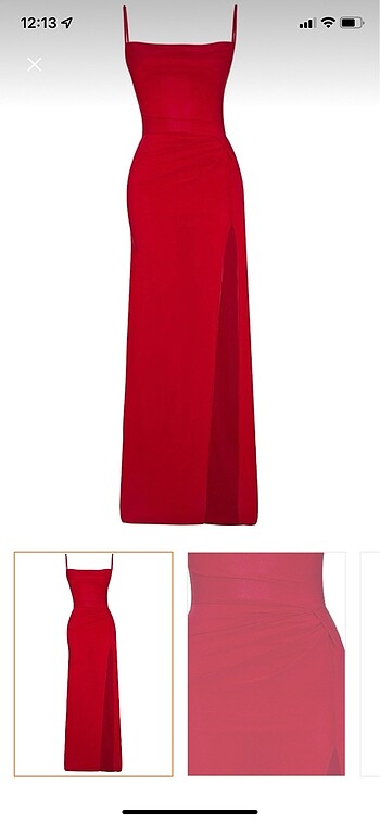 38 Beden Whenever companyYırtmaçlı drapeli uzun Kırmızı elbise