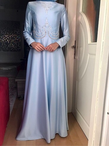 Bebe mavisi tesettür abiye
