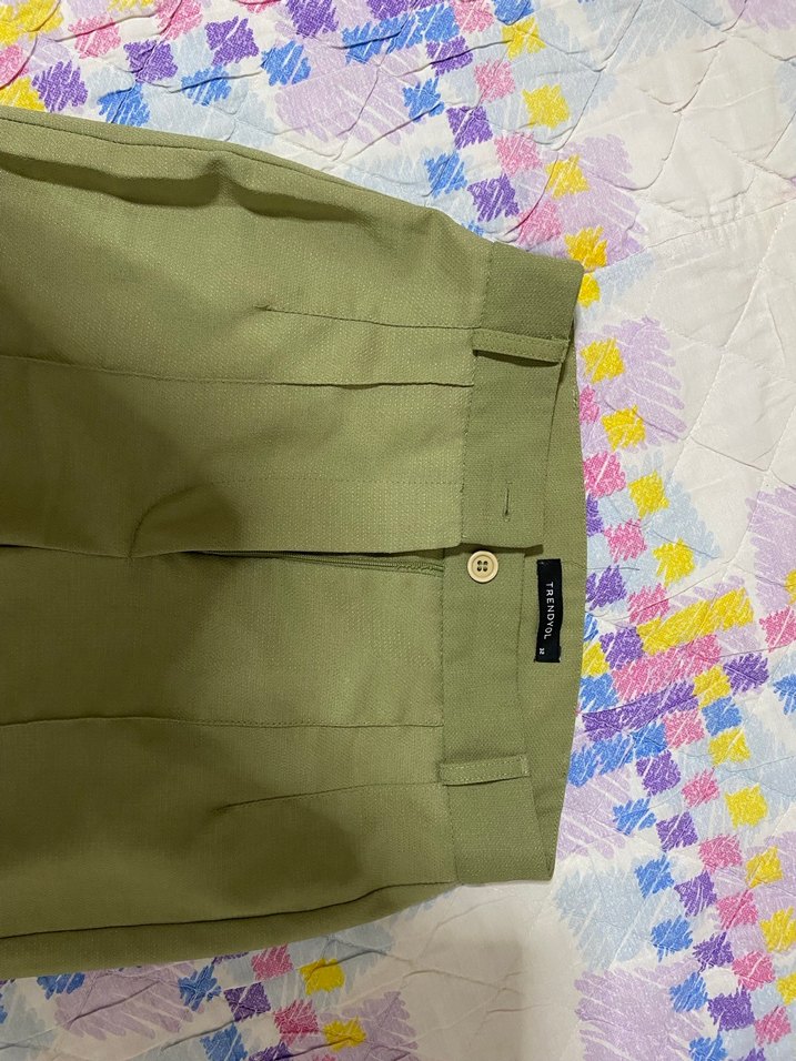 yeşil kumaş pantolon - Görsel 4