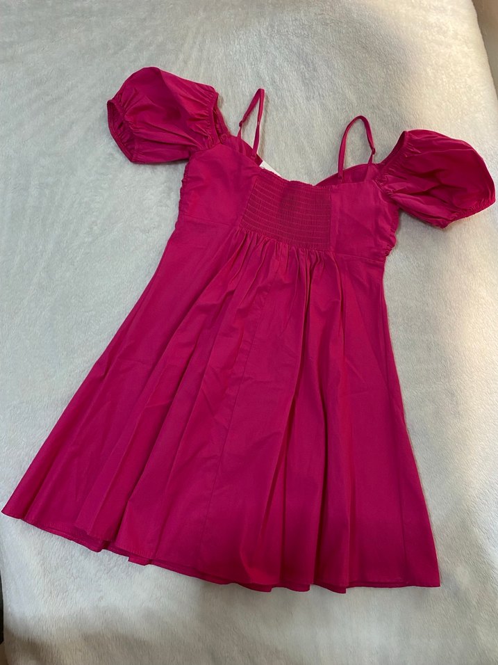 balon kollu drapeli elbise - Görsel 2