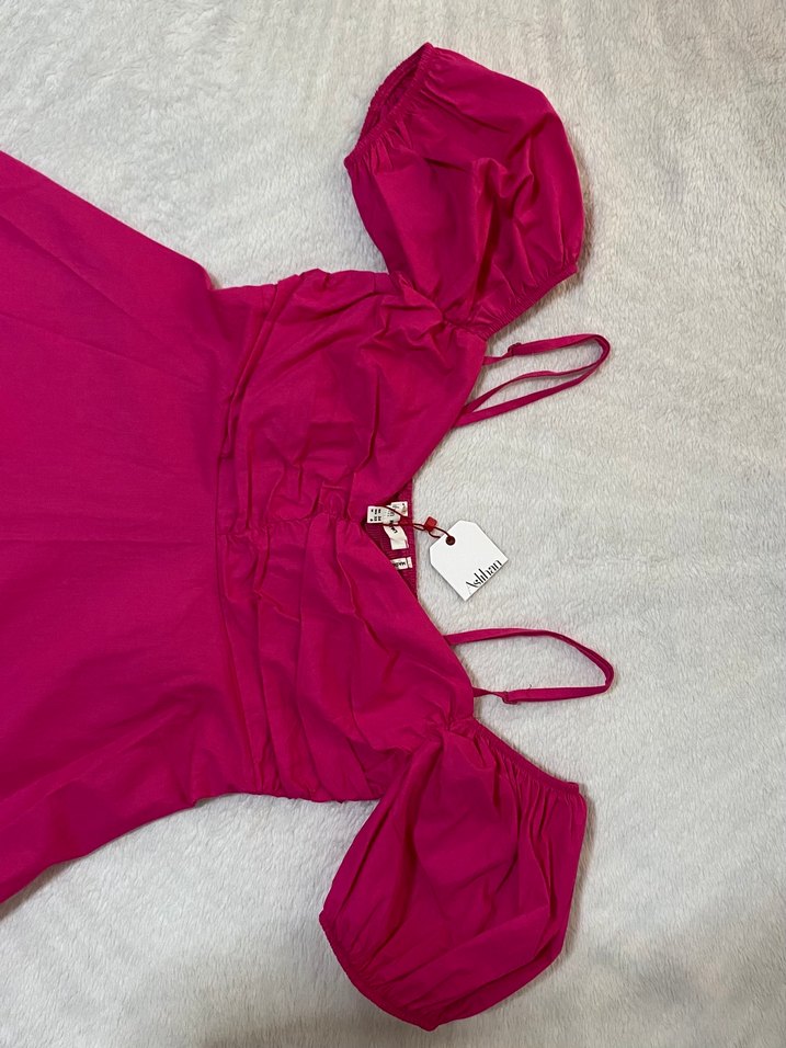 balon kollu drapeli elbise - Görsel 3