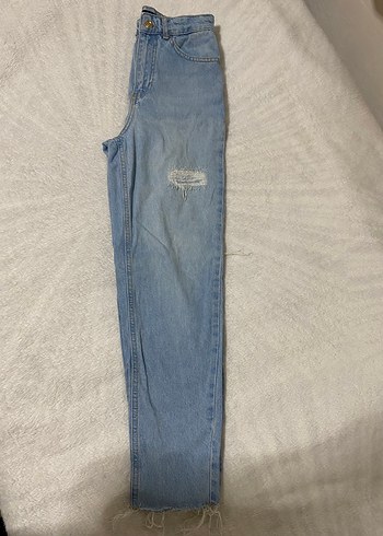 mavi yırtık mom jean - Görsel 2