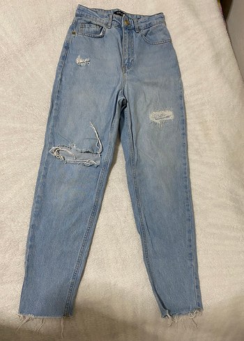 mavi yırtık mom jean - Görsel 3