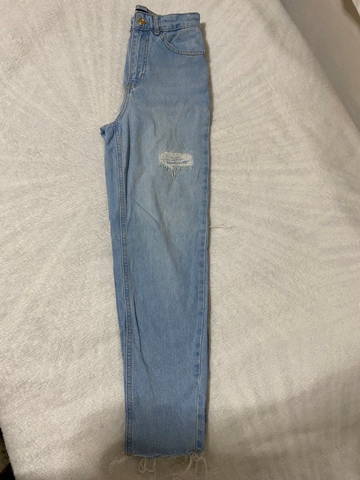 mavi yırtık mom jean - Görsel 2