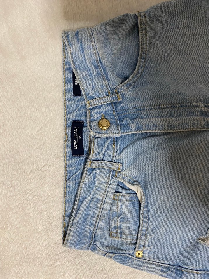 mavi yırtık mom jean - Görsel 4