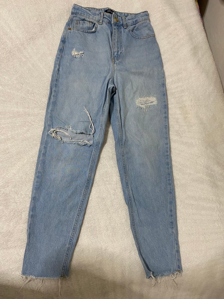 mavi yırtık mom jean - Görsel 3