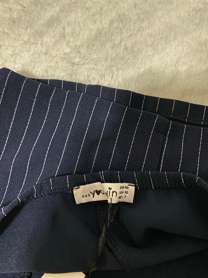 lacivert cizgili crop bluz - Görsel 3