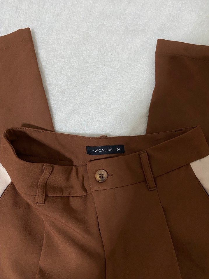 Kadın Kahverengi Kumaş Pantolon - Görsel 3