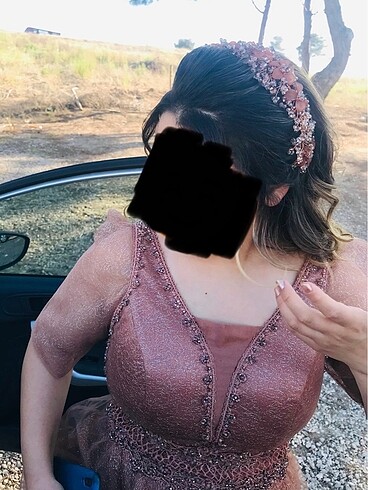 42 Beden kiremit rengi uzun abiye