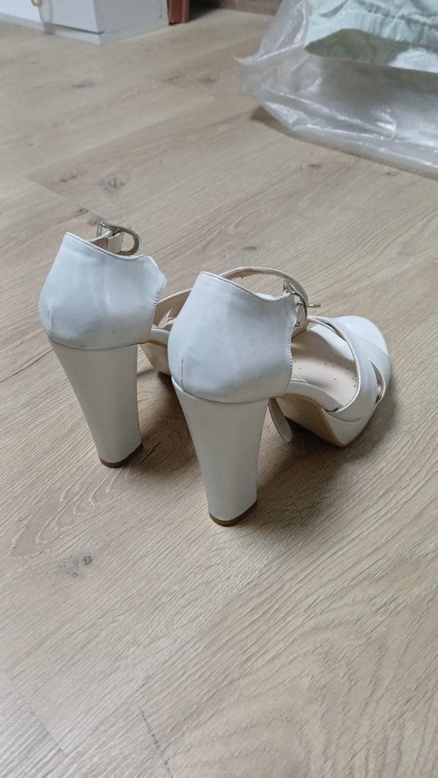 Beyaz Platform Topuklu Kadın Abiye Ayakkabı - Görsel 3