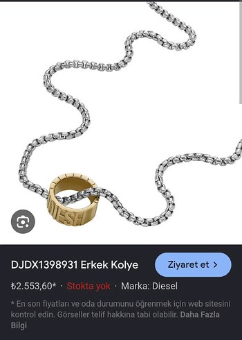Diesel Gri Erkek Kolye