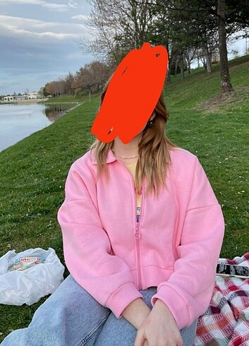 l Beden Trendyolmilla Pembe Polo Yaka Crop Hırka
