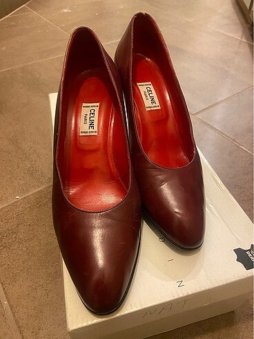 vintage bordo topuklu celine