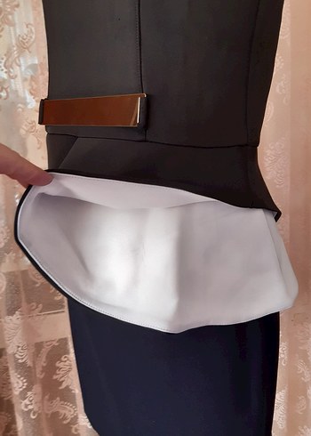 Etiketli siyah kalın likralı bluz - Görsel 3