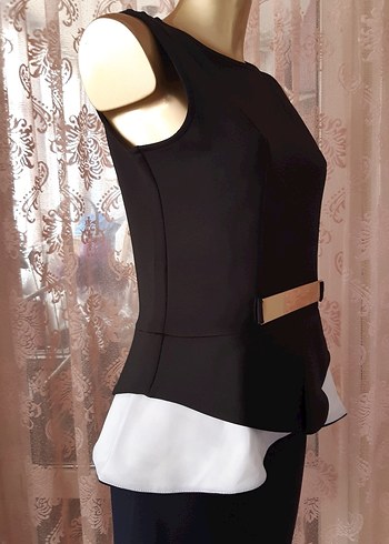 Etiketli siyah kalın likralı bluz - Görsel 5