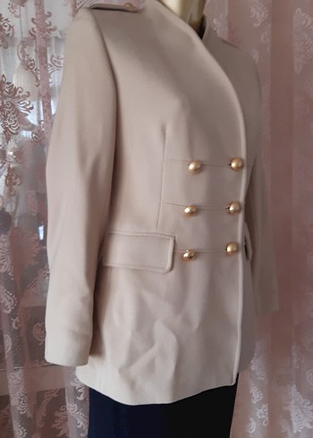 Etiketli bej kaşe ceket-blazer - Görsel 4