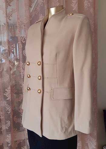 Etiketli bej kaşe ceket-blazer - Görsel 2