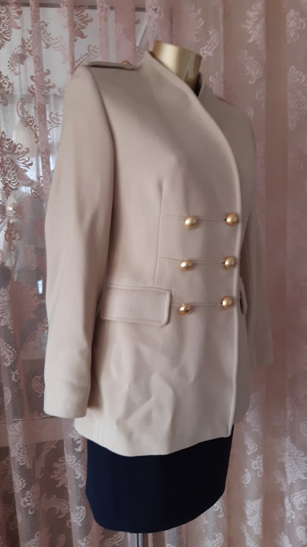 Etiketli bej kaşe ceket-blazer - Görsel 4