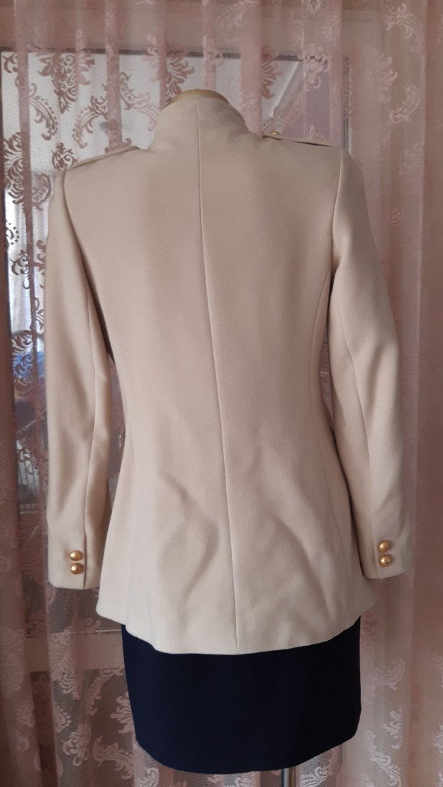 Etiketli bej kaşe ceket-blazer - Görsel 3