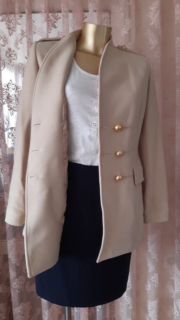 Etiketli bej kaşe ceket-blazer - Görsel 5