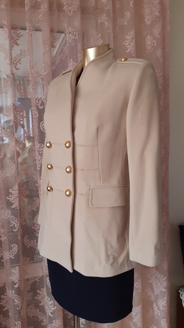 Etiketli bej kaşe ceket-blazer - Görsel 2