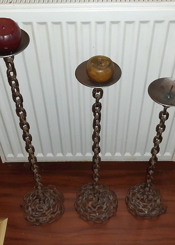 Üçlü ağır ham demir zincir Mumluk Seti - Görsel 5